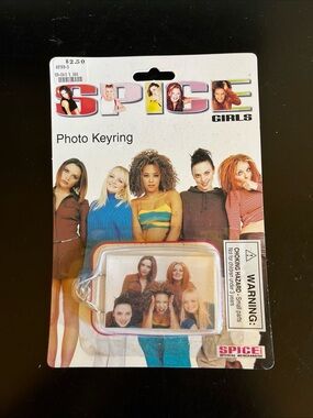 Vintage NIP 1997 Spice Girls Pop Group Photo Keyring Keychain 3”
